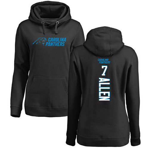 Carolina Panthers Black Women Kyle Allen Backer NFL Football #7 Pullover Hoodie Sweatshirts